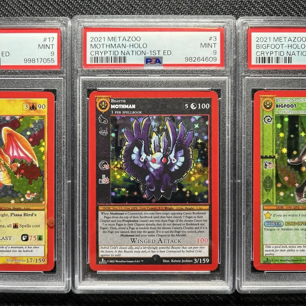 Metazoo Mothman Bigfoot Piasa Bird PSA 9 Lot Mint 1st Edition Full Holo Chase